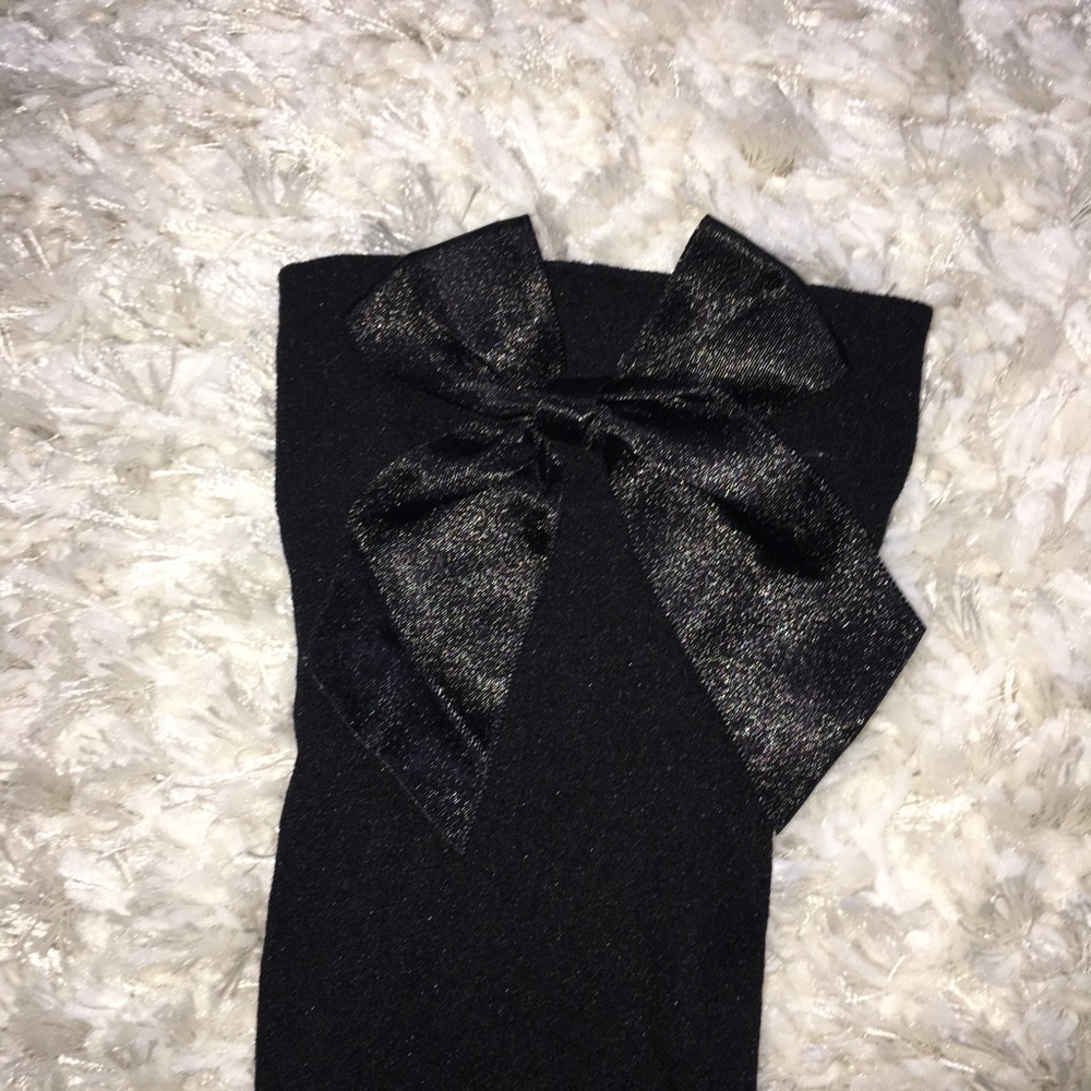 knee high black socks with bow